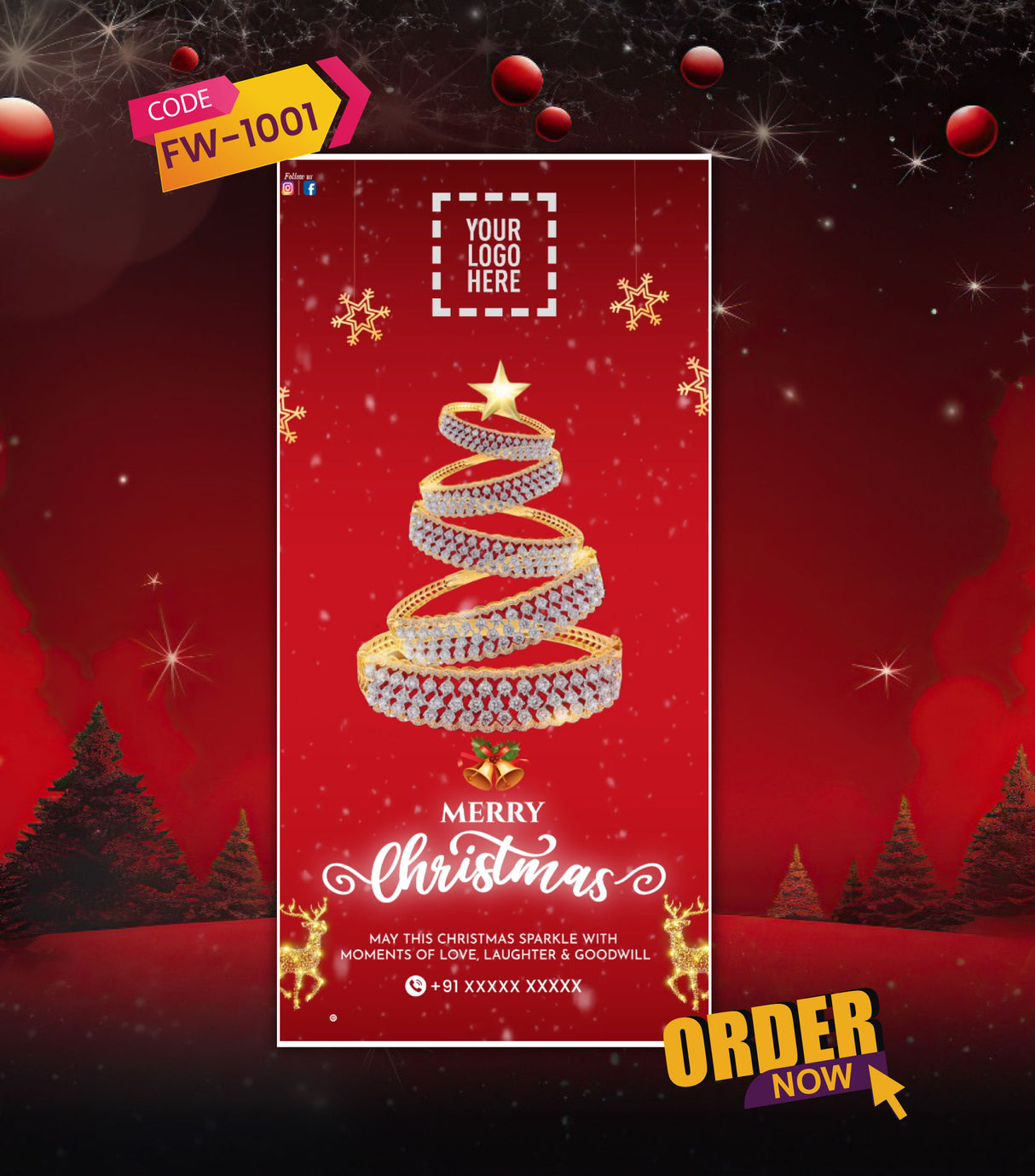 Christmas Wishes Motion Graphic for Jewellers | Festive Greeting Video | FW-1001 - VideoGiri