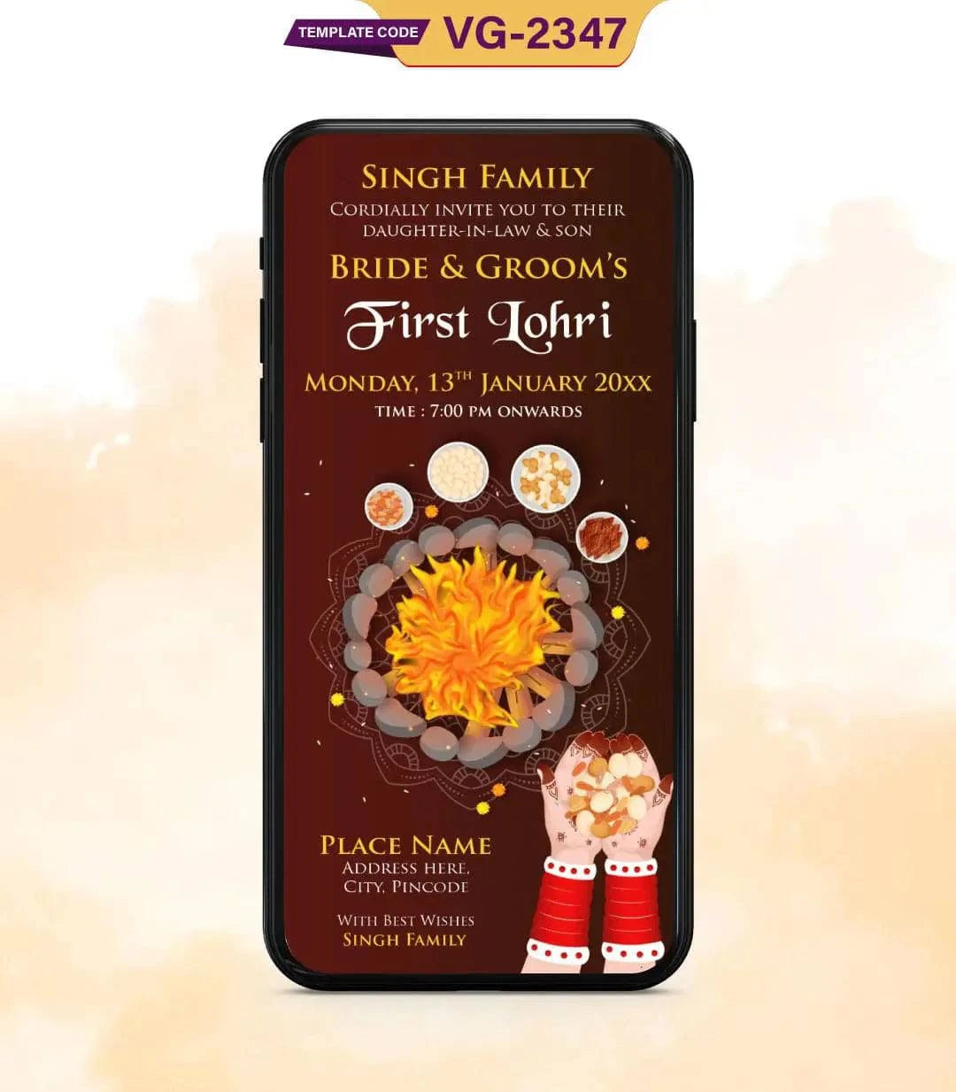 First Lohri Wedding Invitation