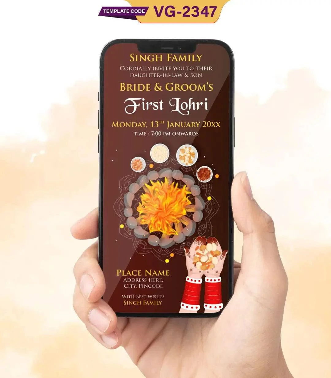 First Lohri Wedding Invitation