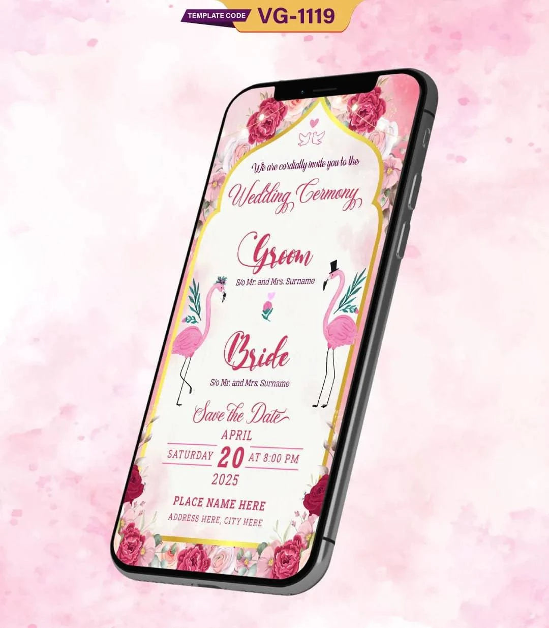 Flamingo Theme Wedding Invitation