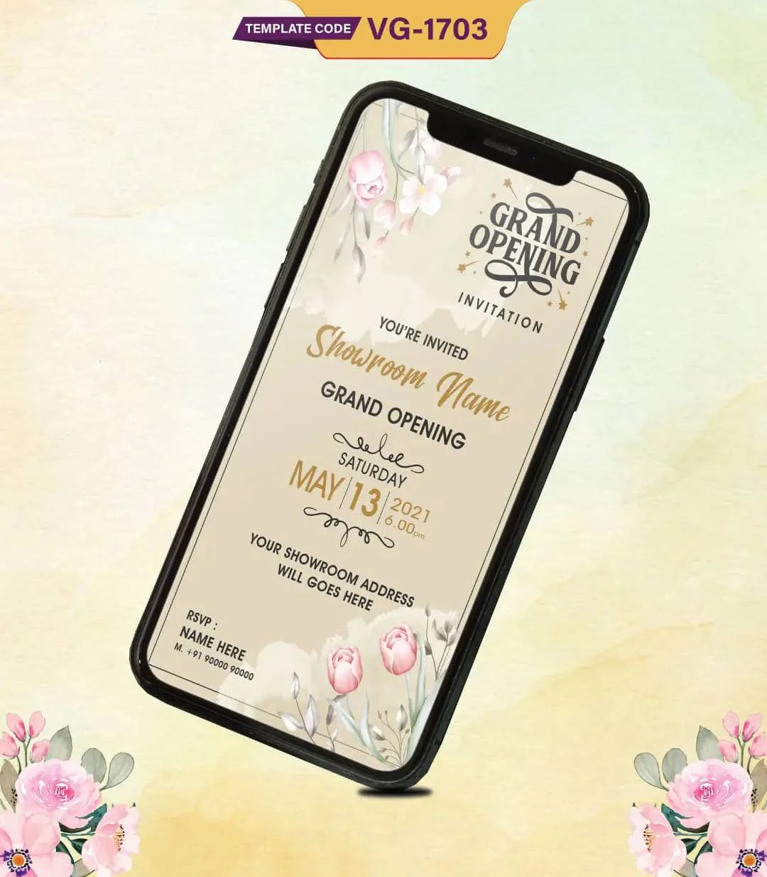 Floral Grand Opening Invitation Card