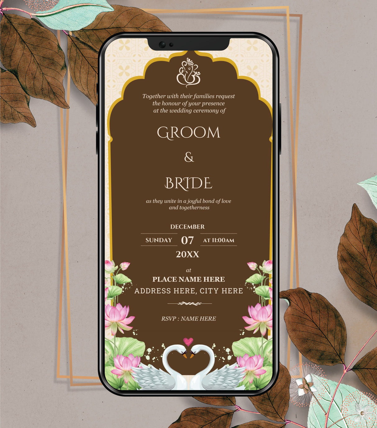 Floral Arch Traditional Wedding Invitation Card