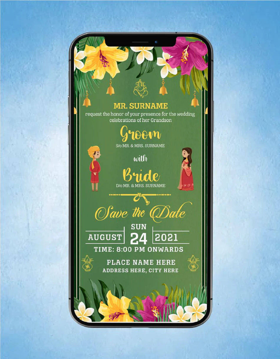Floral Indian Wedding Invitation