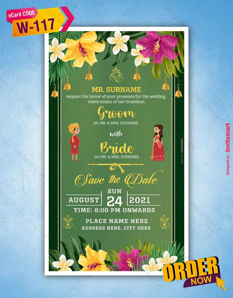 Floral Indian Wedding Invitation