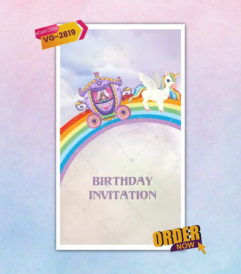 Flying Unicorn 1st Birthday Video Invite