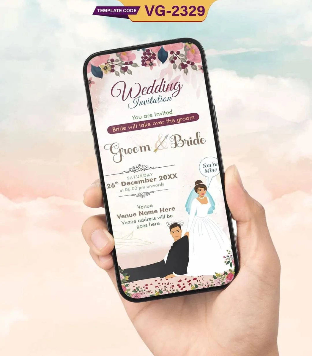 Funny Wedding Invitation Card Bride Captures Groom Theme E-Invite