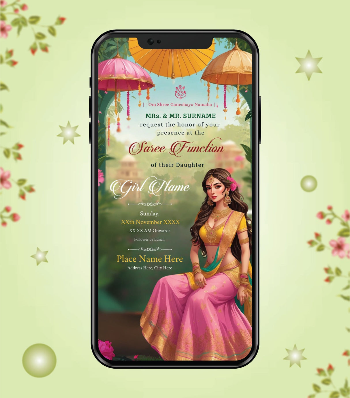 Half Saree Ceremony Invitation