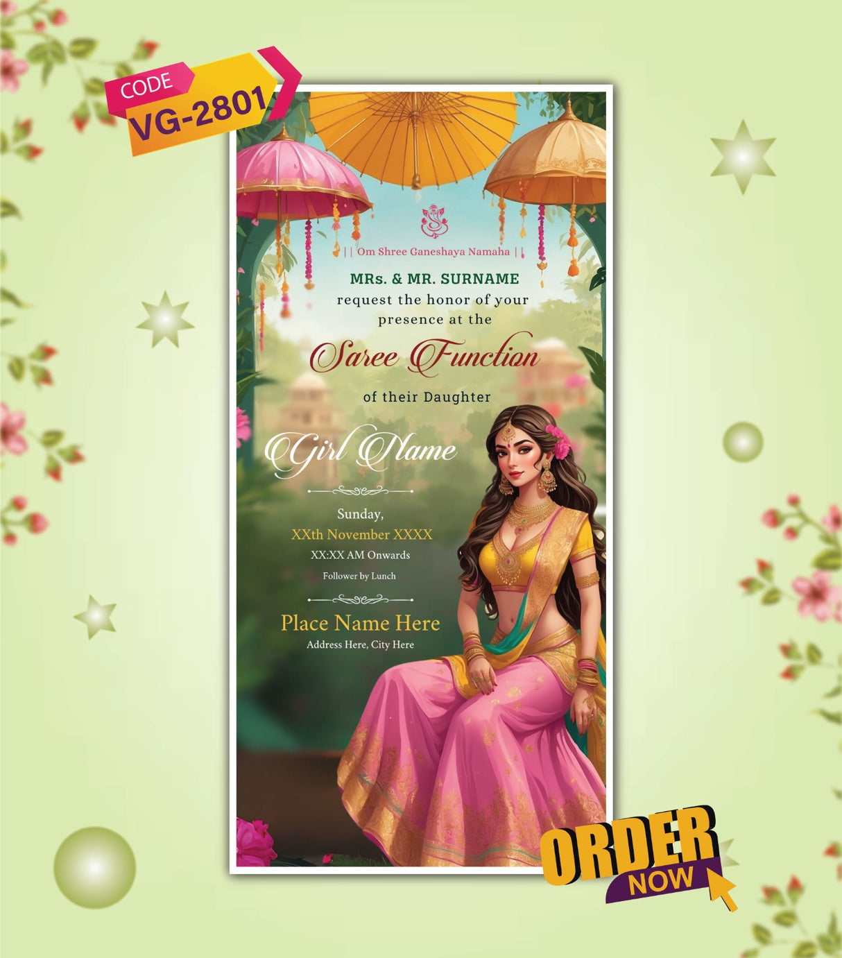 Half Saree Ceremony Invitation