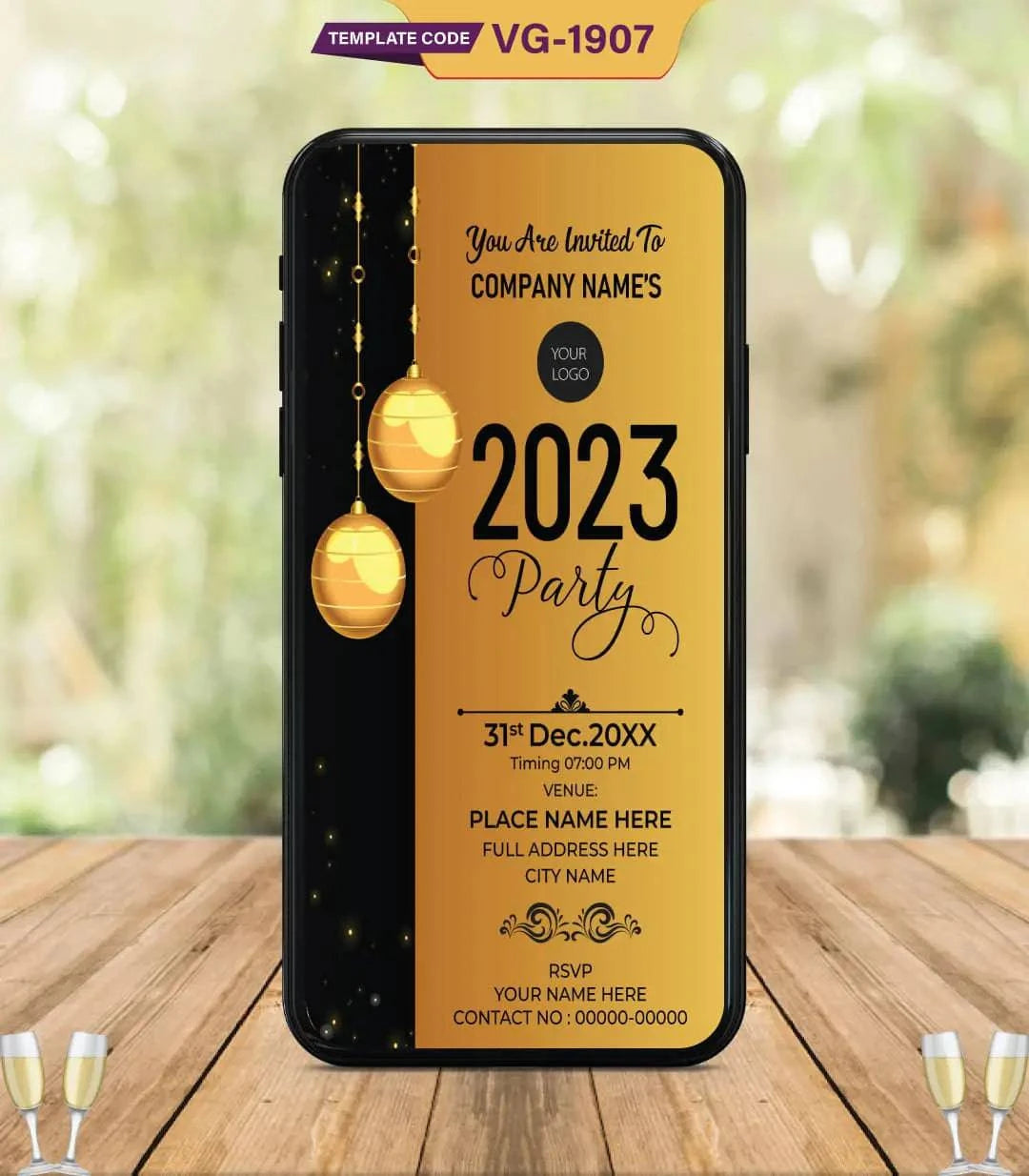 Happy New Year 2025 Invitation Card