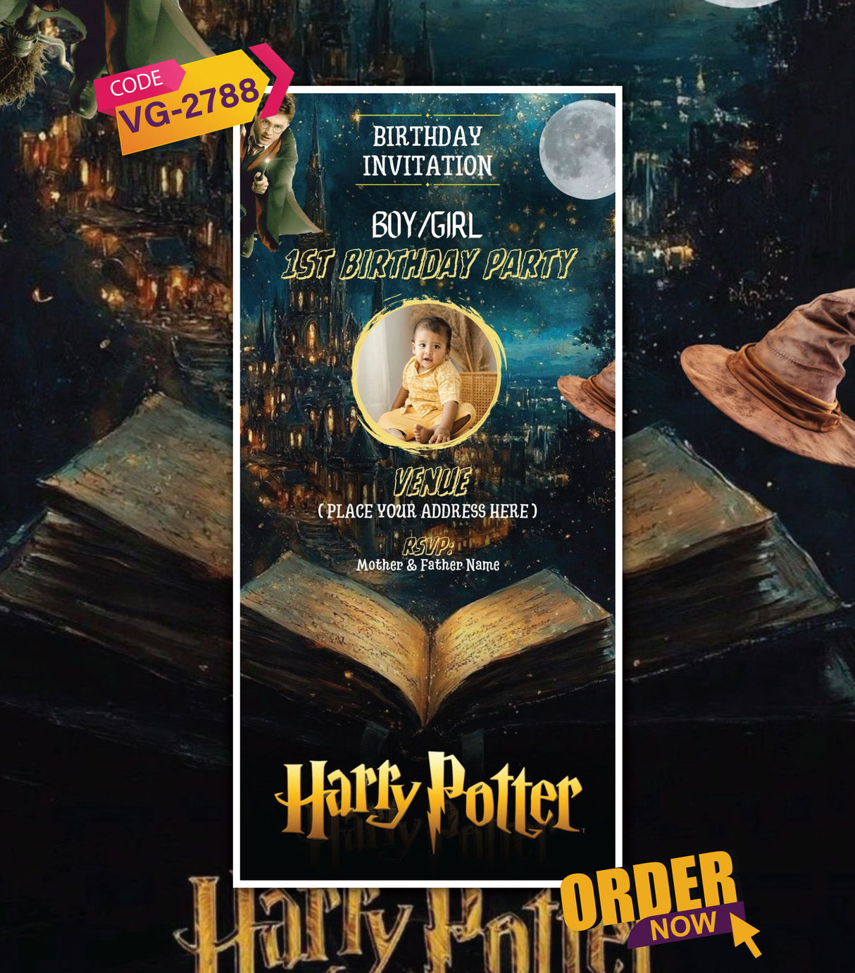 Harry Potter Birthday Invitation Card