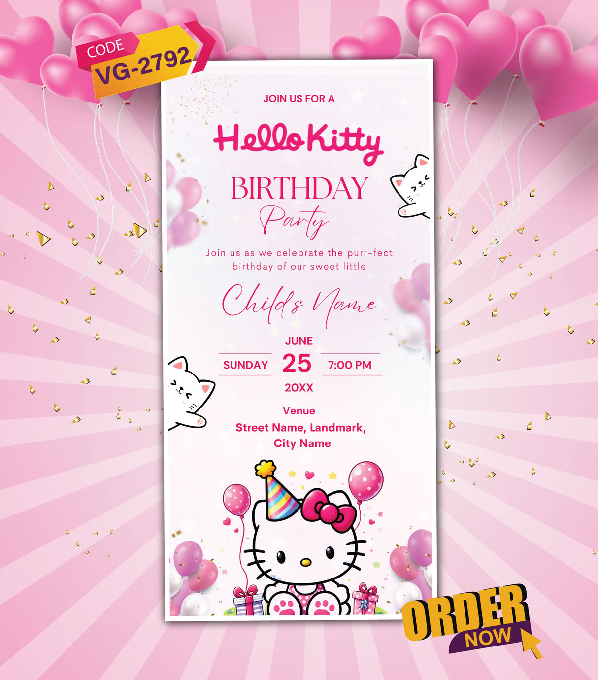 Hello Kitty Birthday Invitation Card