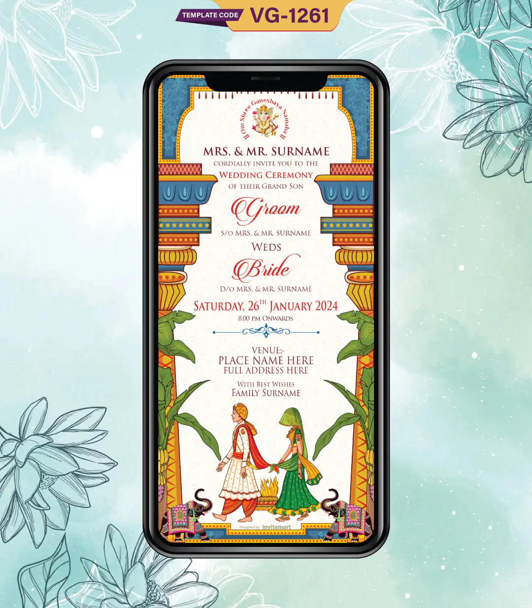 Hindu Wedding Ceremony Invitation Card