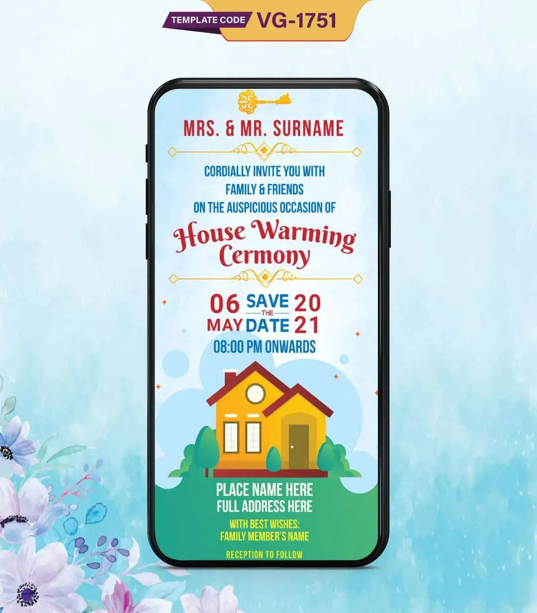 House Warming Ceremony Invitation Card | VG-1751 - VideoGiri