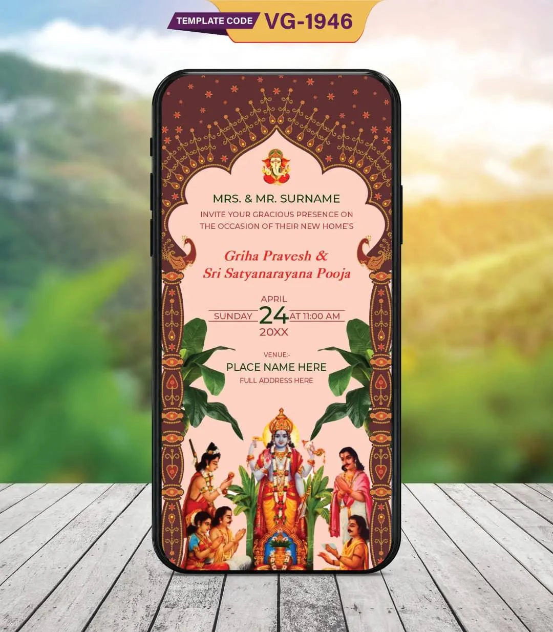 Housewarming & Satyanarayana Puja Invitation Card