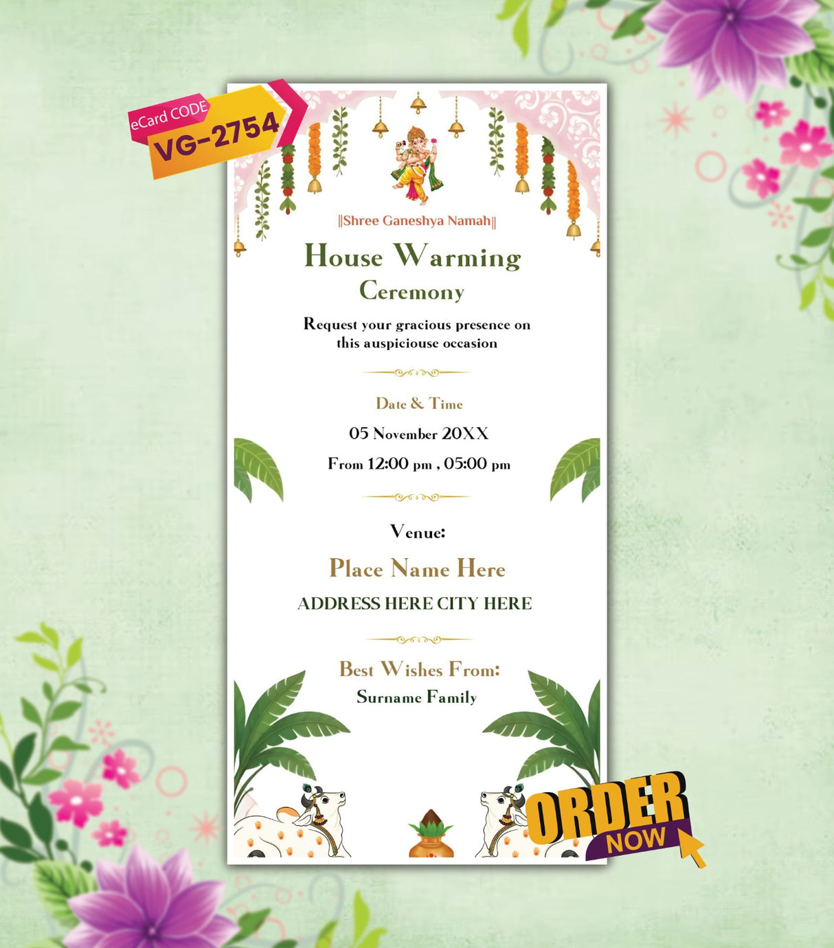 Housewarming Ceremony Invite Card