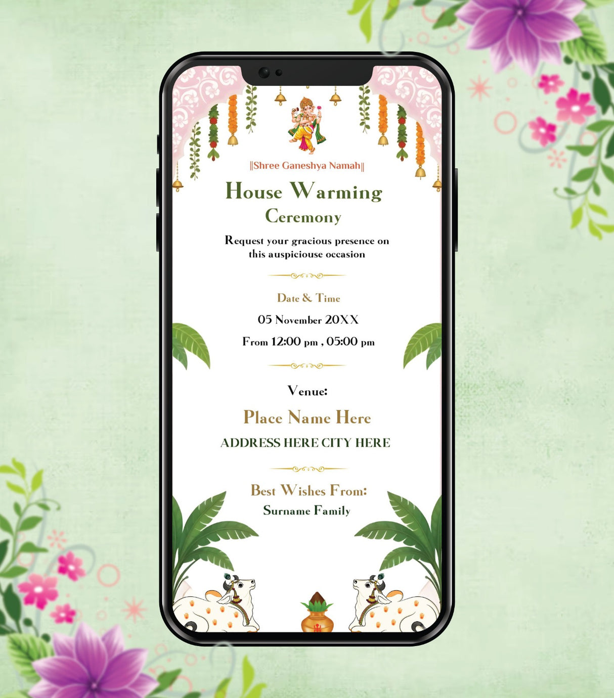 Housewarming Ceremony Invite Card