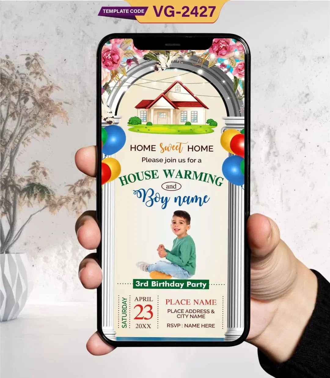 Housewarming and 3rd Birthday Party Invitation