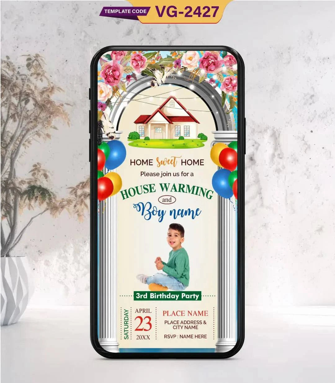 Housewarming and 3rd Birthday Party Invitation