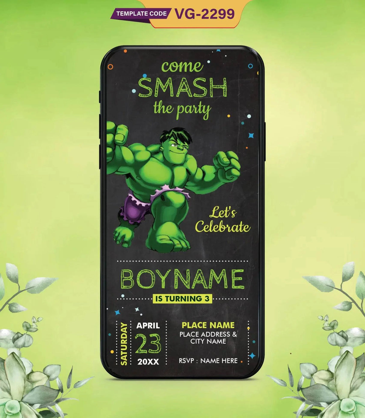 Hulk Birthday Invitations