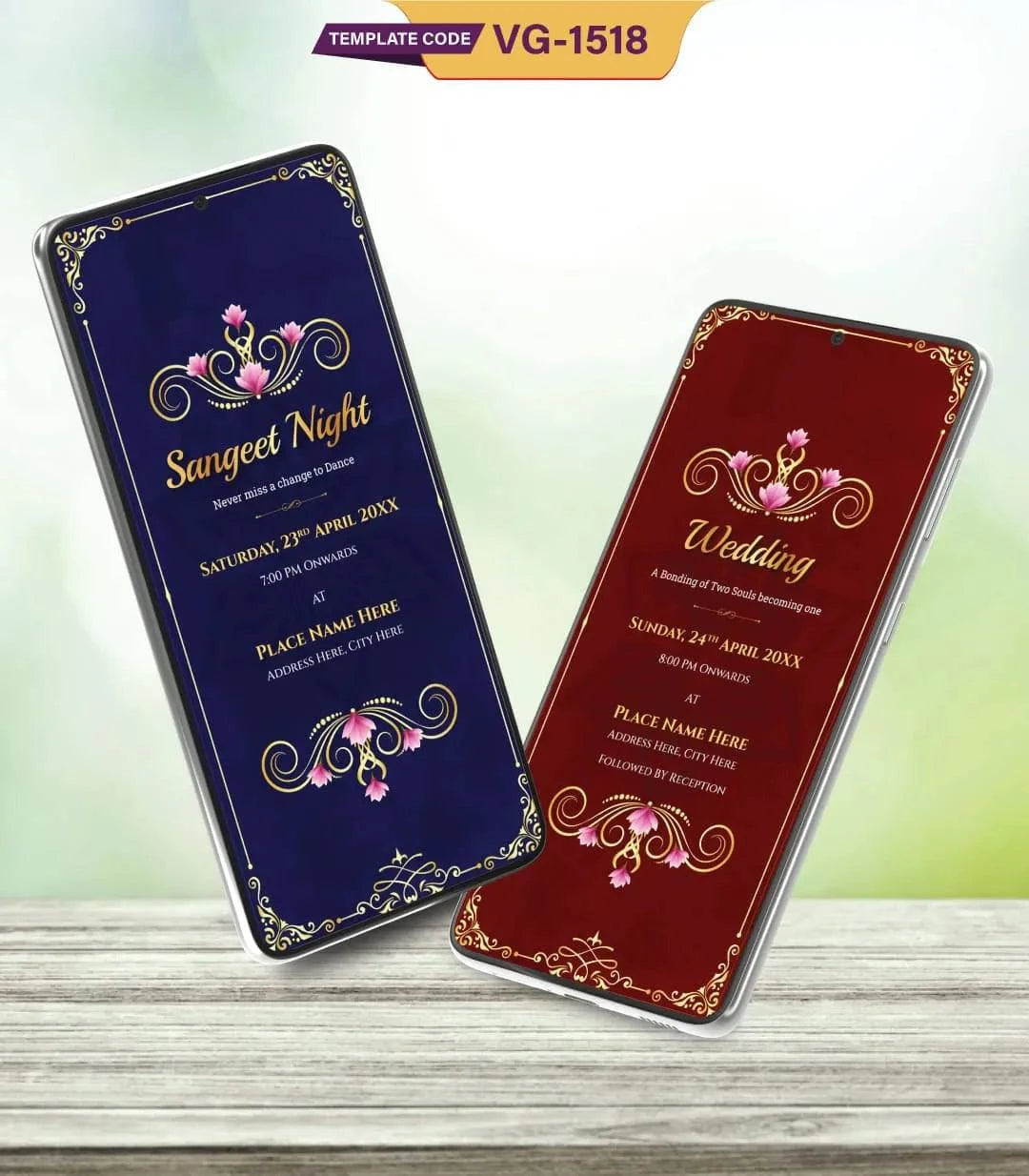 Indian Caricature Wedding PDF Card