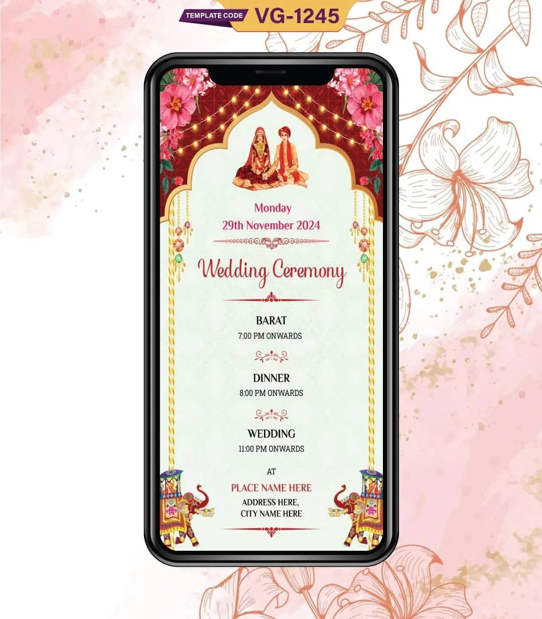 Indian Wedding Invitation PDF Card