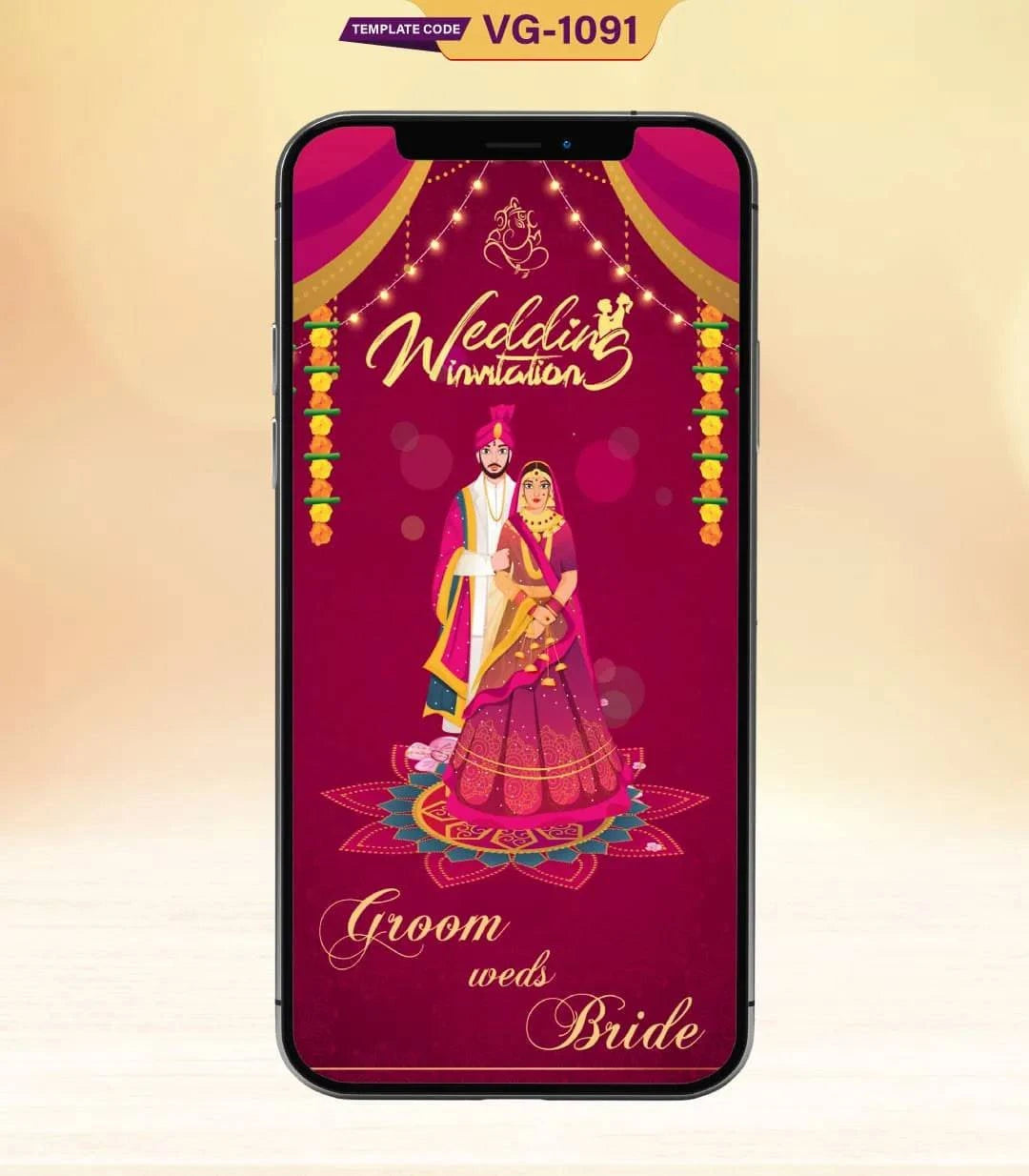 Indian Wedding Invitation Templates | VG-1091 - VideoGiri