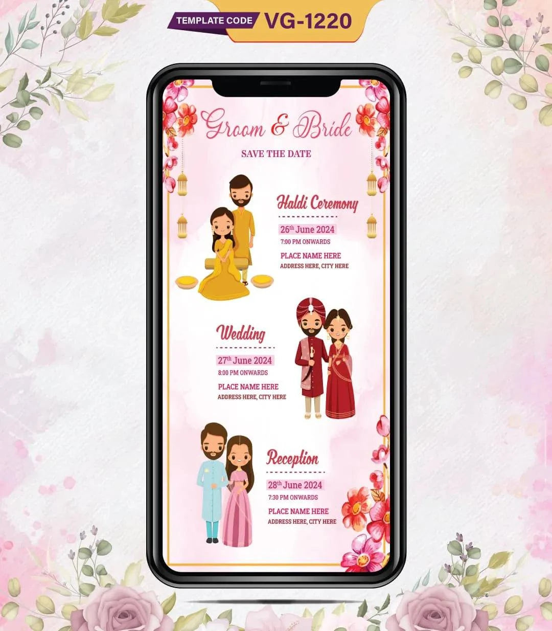 Indian Wedding Save The Date Invitation Card