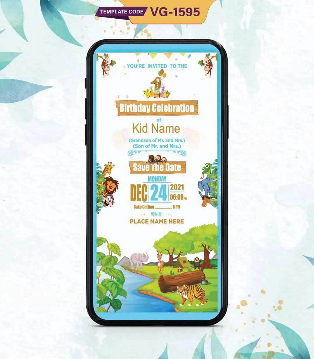 Jungle Theme Birthday Invitation |