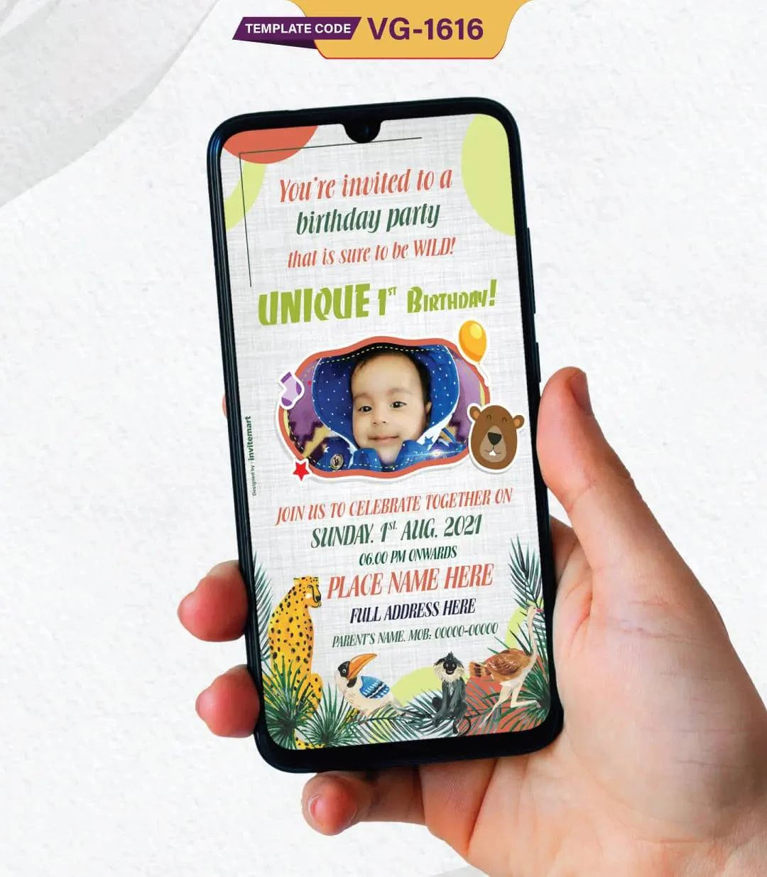 Jungle Themed Birthday Invitation Card