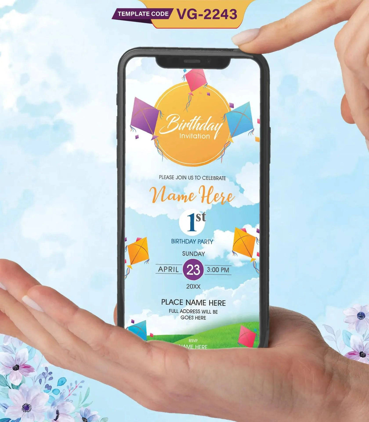 Kite Birthday Party Invitation