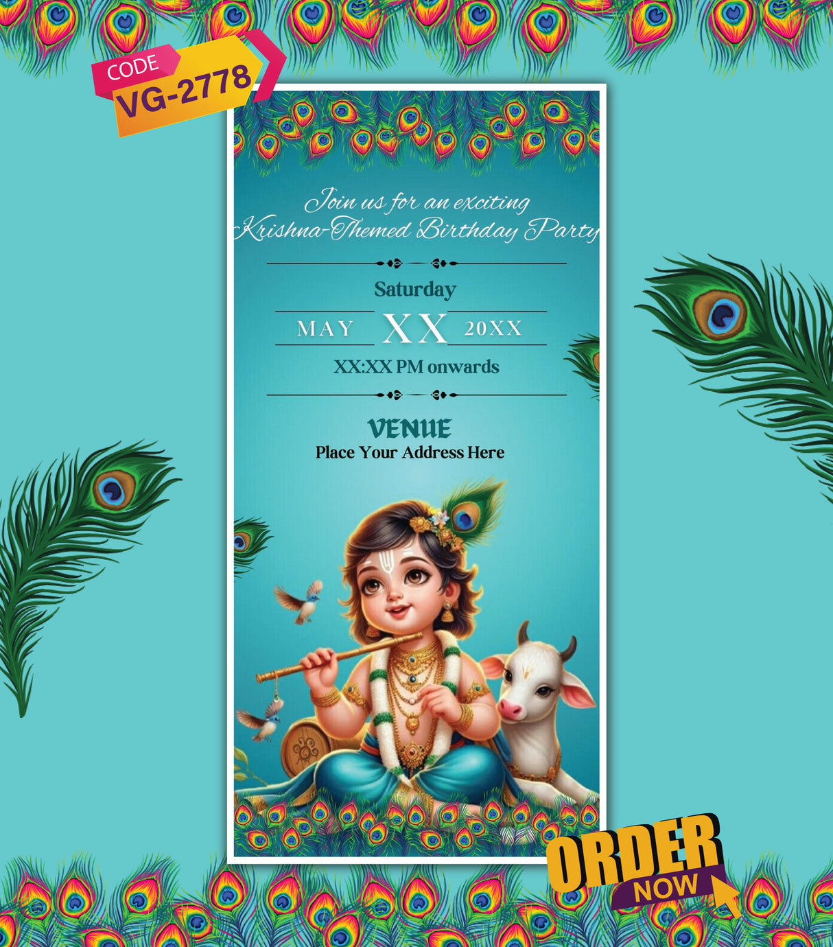 Krishna Birthday Invitation Card