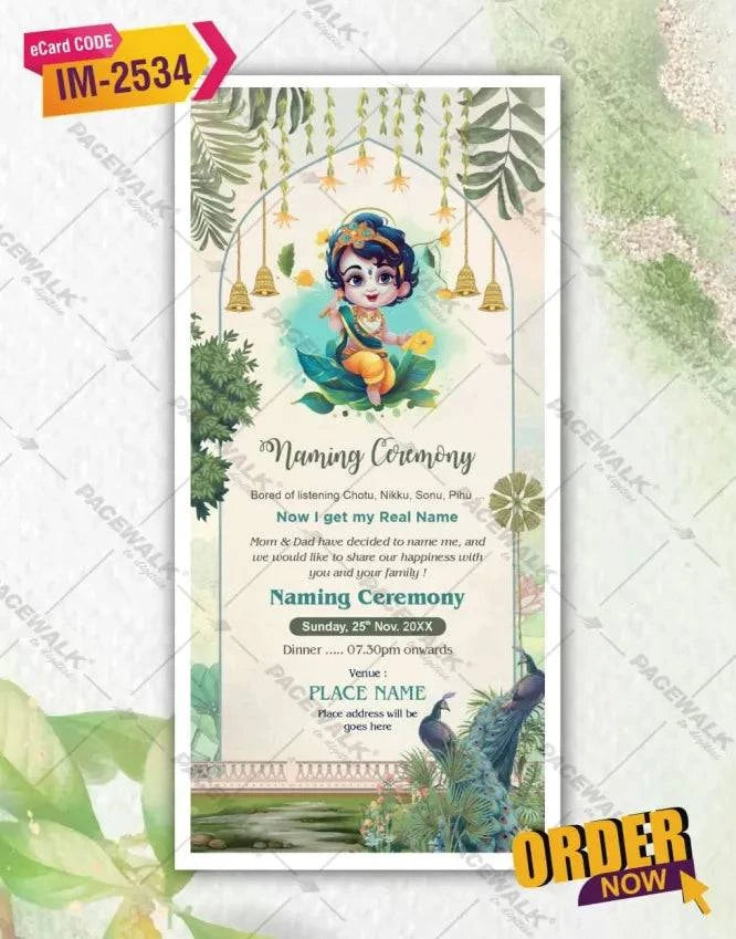 Krishna Naming Ceremony Invitation
