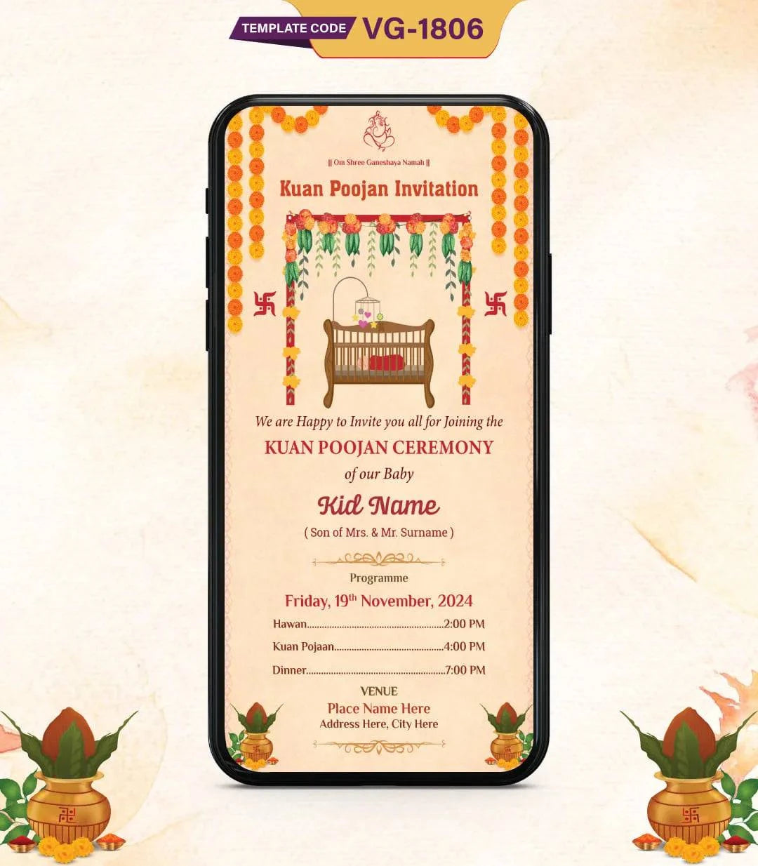 Kuan Poojan Invitation Card