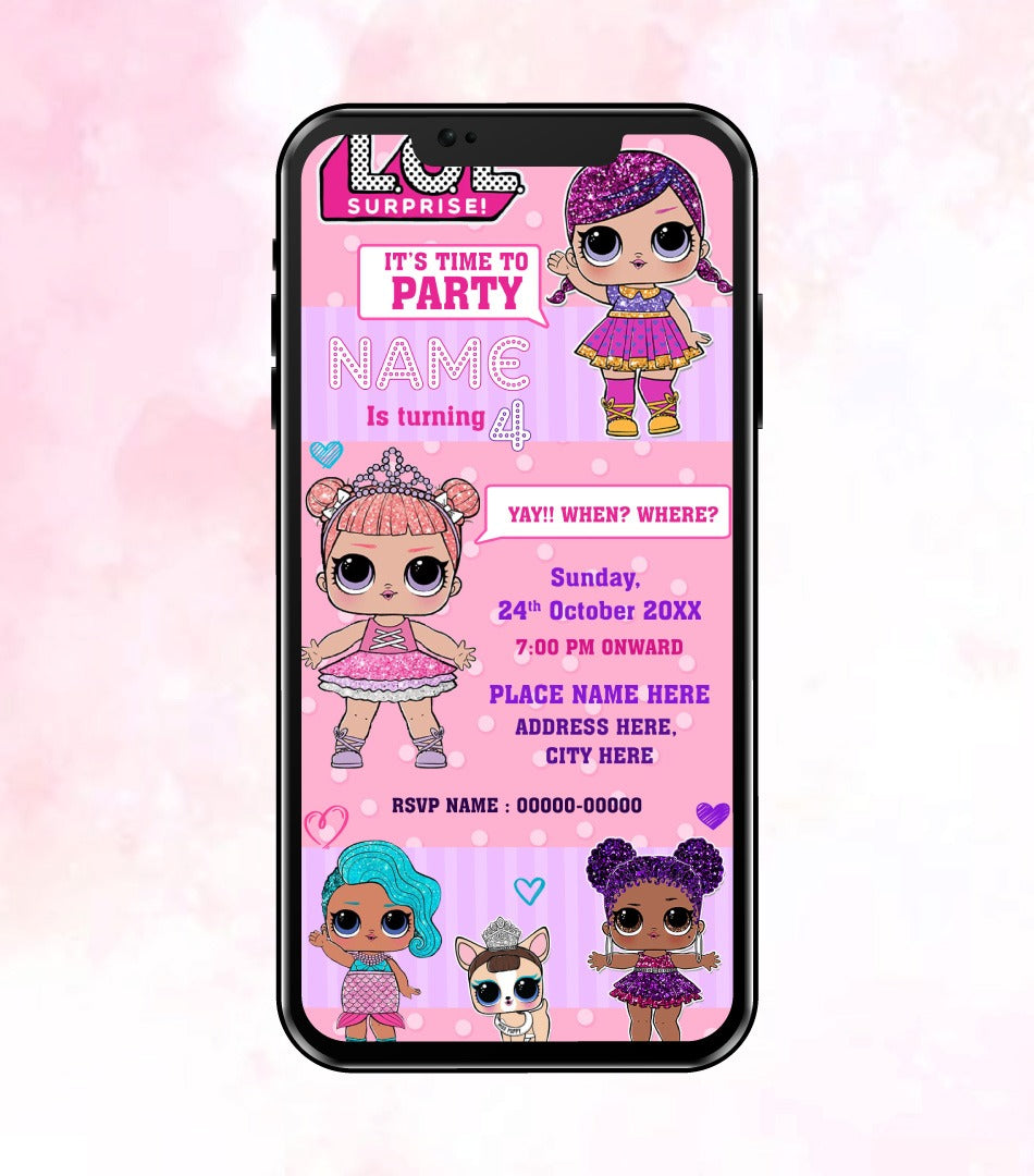 LOL Birthday Party Invitation Card