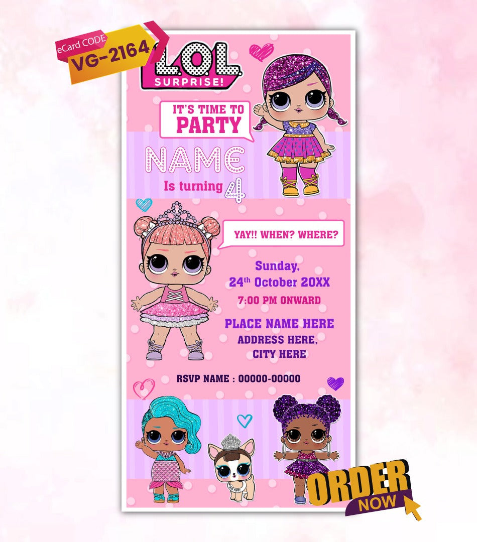 LOL Birthday Party Invitation Card
