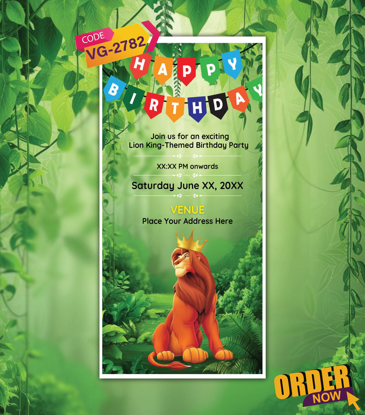 Lion King Birthday Invitation Card