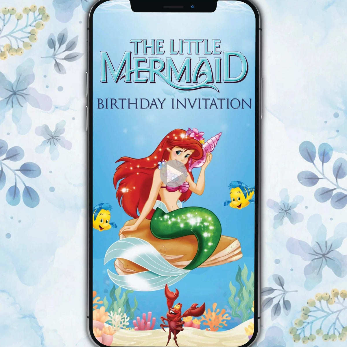 Little Mermaid Birthday Invitation Video | Underwater Princess Party E –  VideoGiri, image size:1200x1200