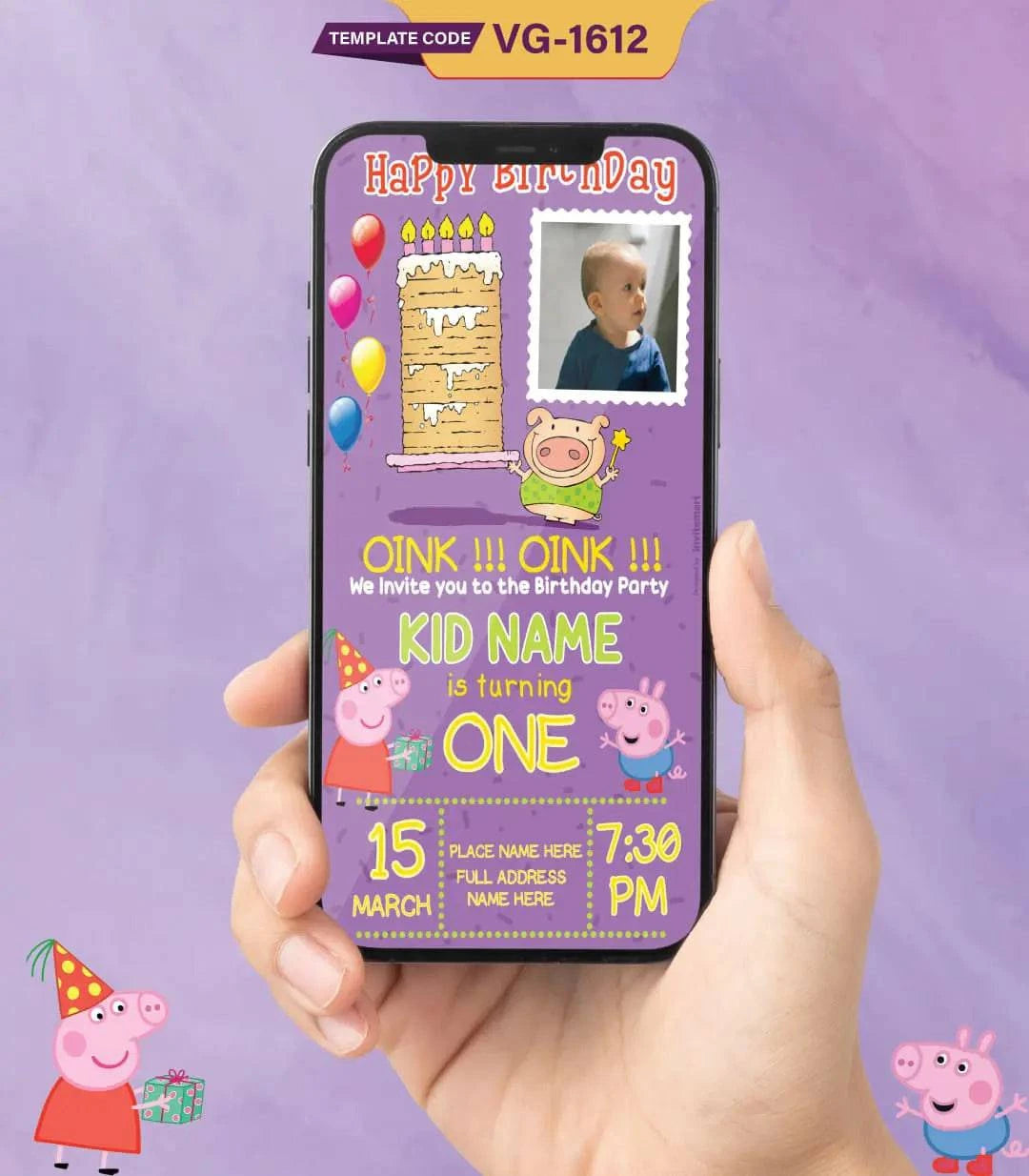 Little Piggy Birthday Party Invitation Card