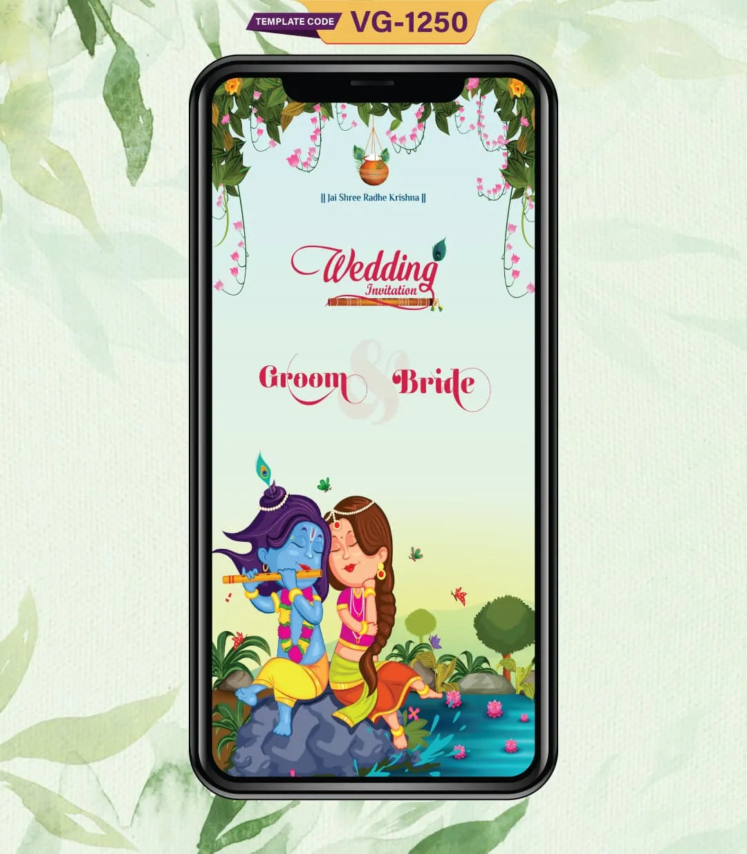 Little Radha Krishna Wedding Invitation Card