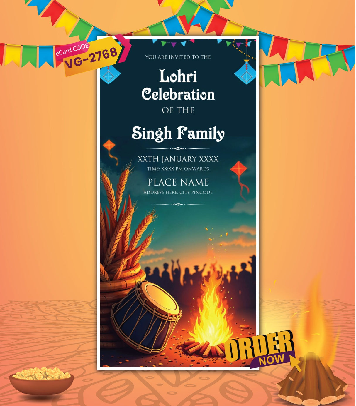 Lohri Celebration Invite Card