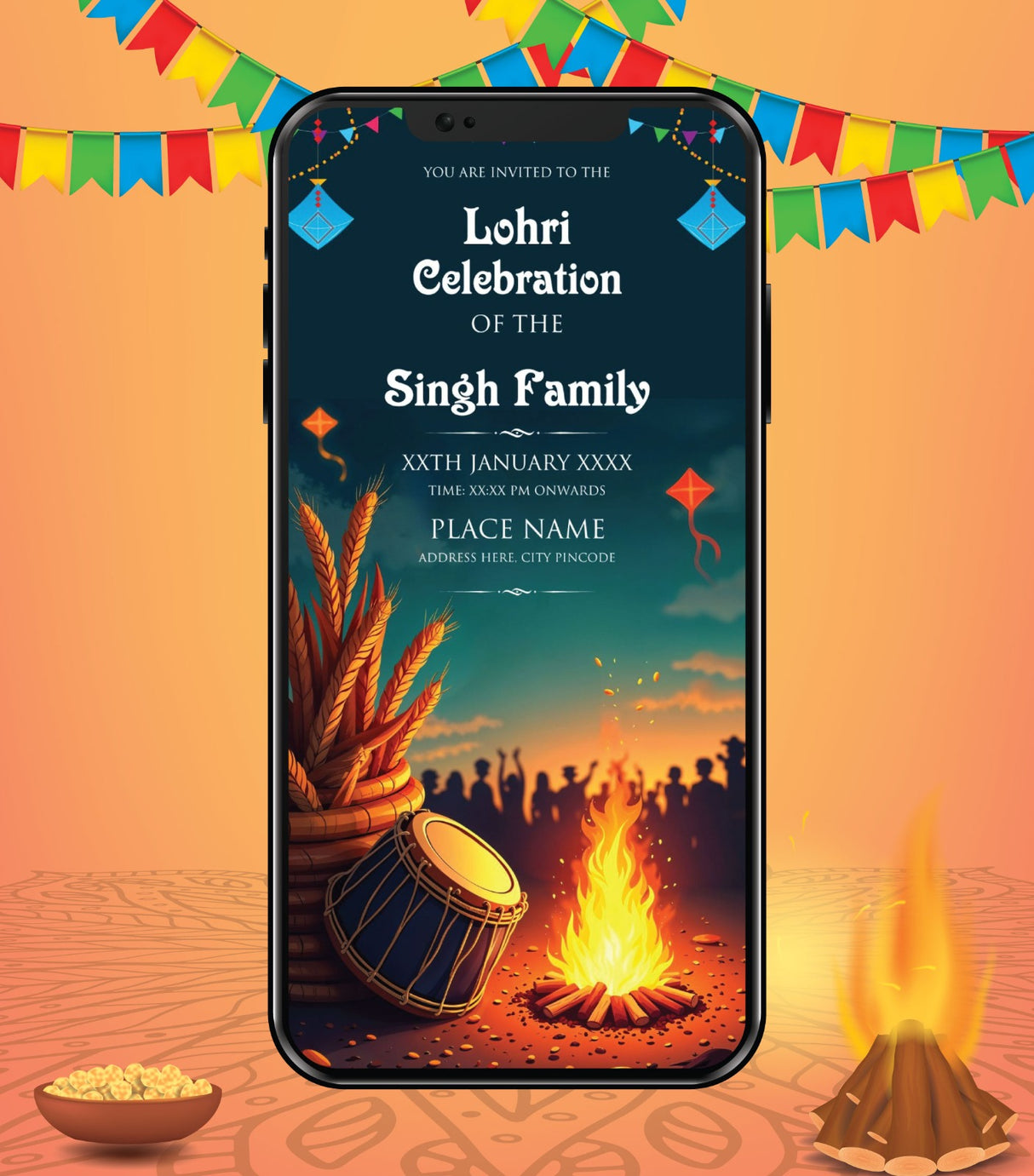 Lohri Celebration Invite Card
