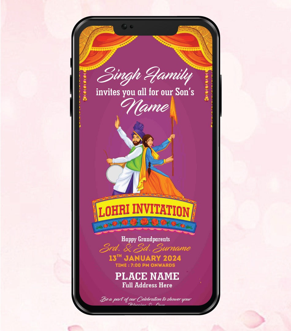 Lohri Invitation Card for Baby Boy