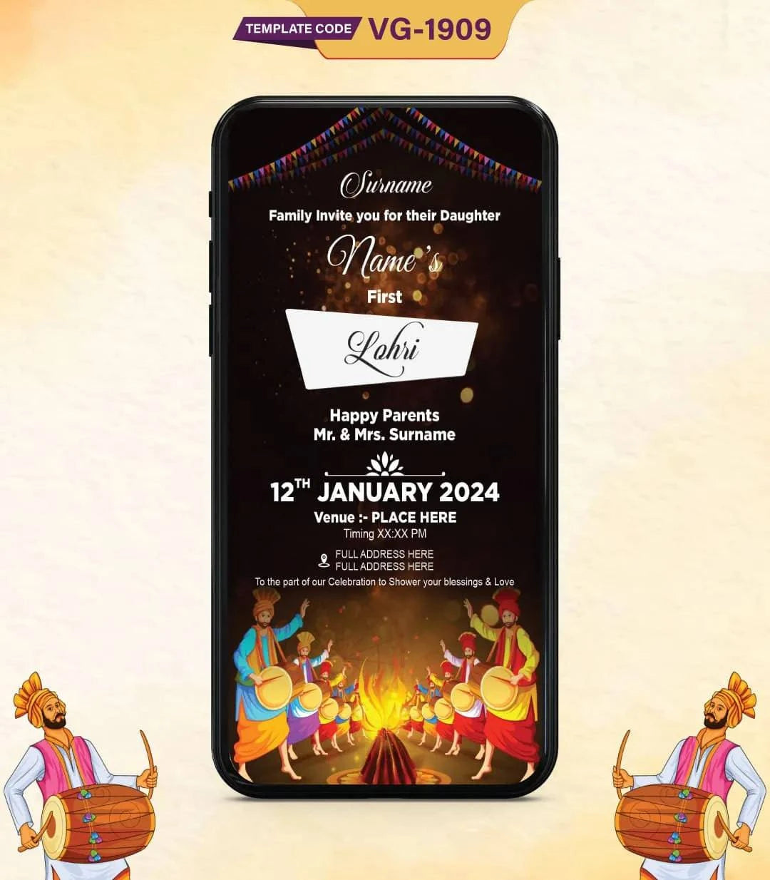 Lohri Invitation for Baby Girl