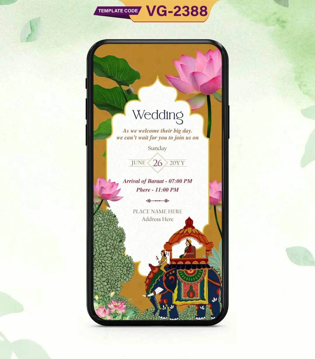 Lotus Flower Wedding Invitation Cards