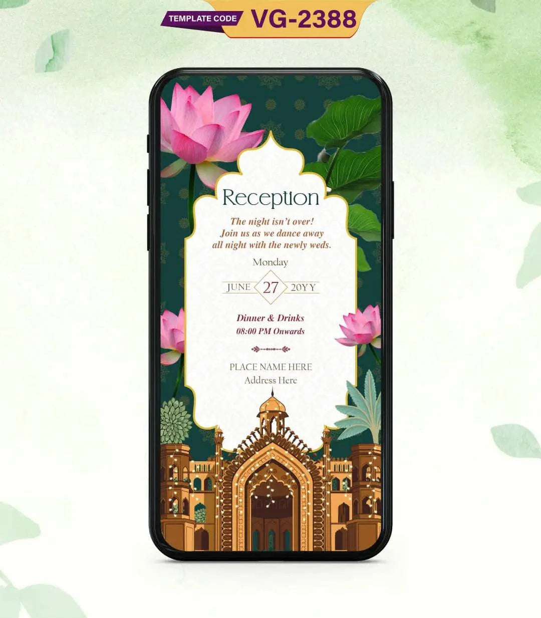 Lotus Flower Wedding Invitation Cards