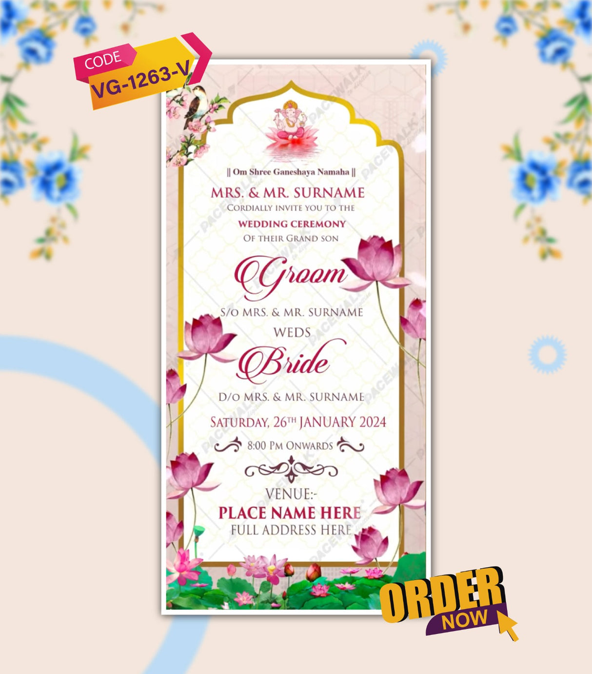 Lotus Theme Wedding Invitation Video
