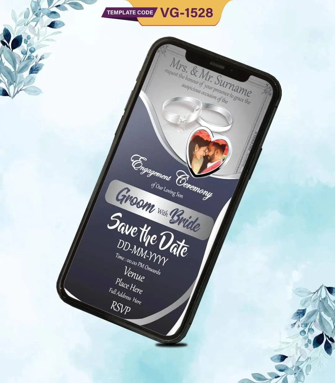 Luxury Silver Engagement Ceremony Invitation