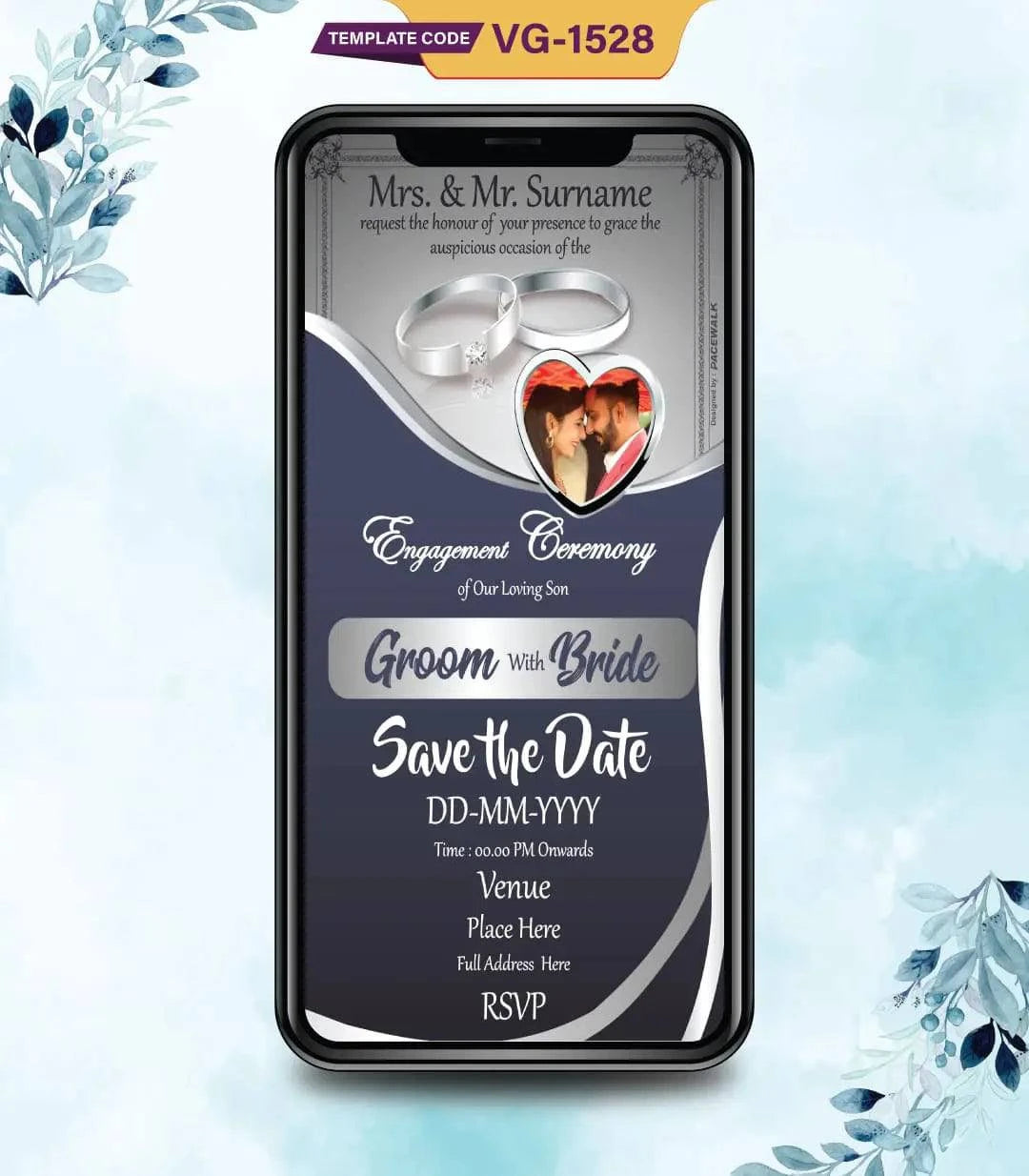 Luxury Silver Engagement Ceremony Invitation