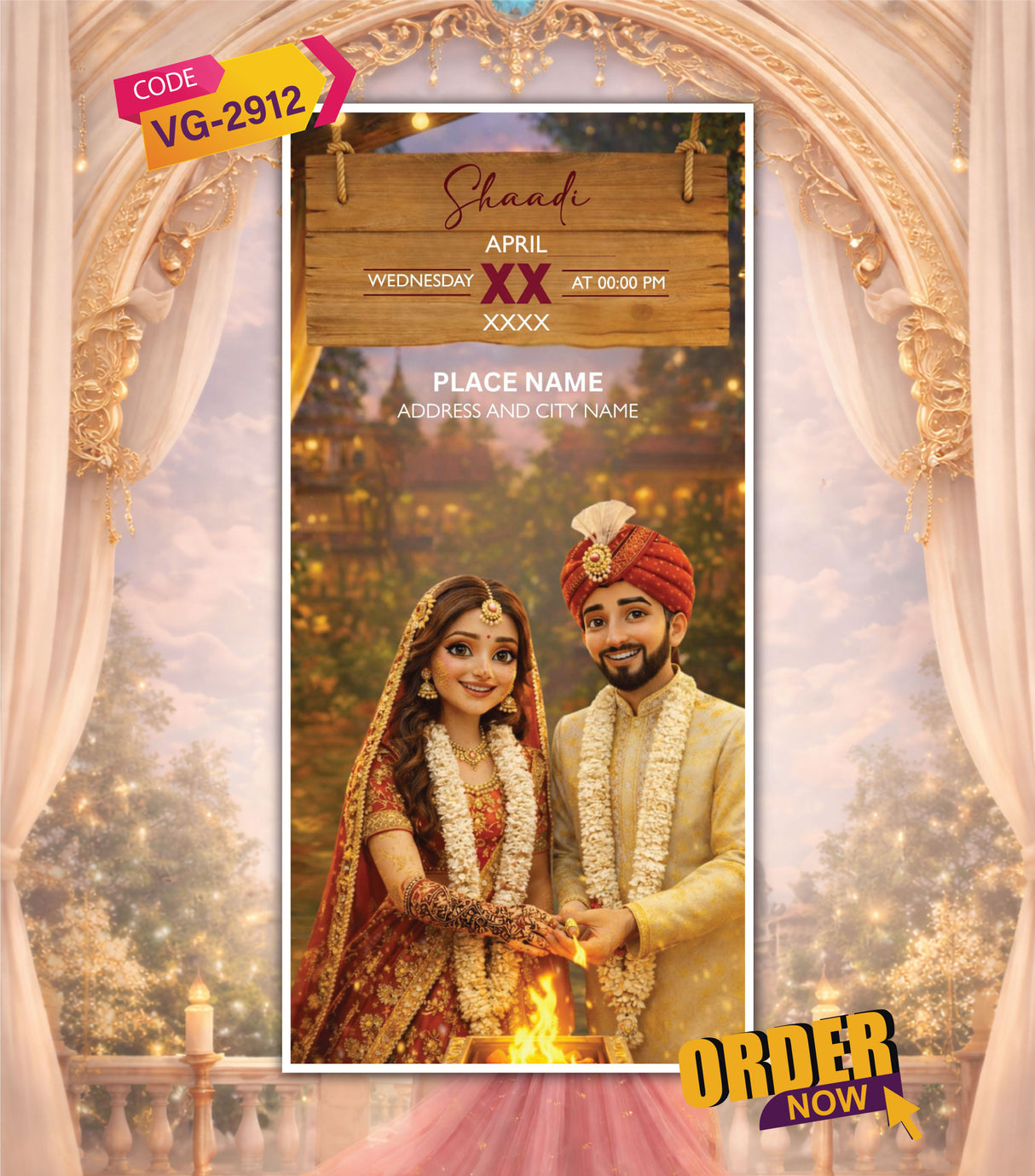 Majestic Palace Wedding Invitation PDF
