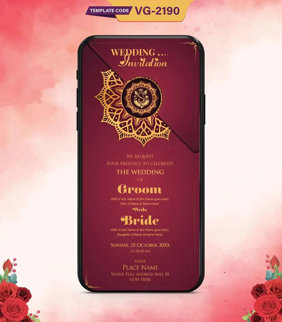 Mandala Theme Wedding Card
